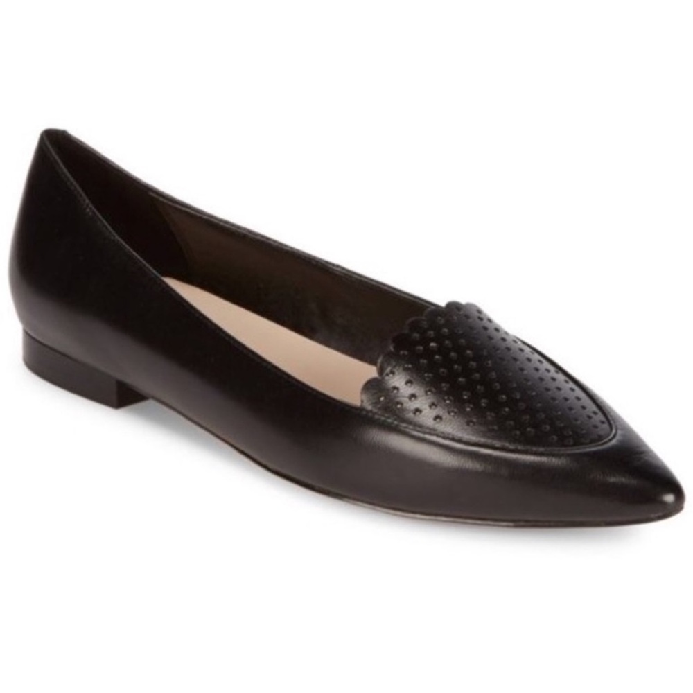 Cole Haan Allison Black Leather Perforated Skimmer Flats - Size 8B